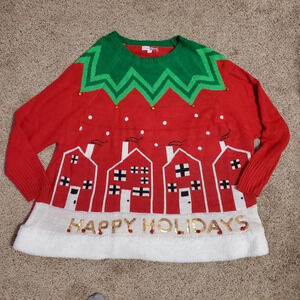 Merrywear Women's Christmas Ugly Sweater Bells Sequins L